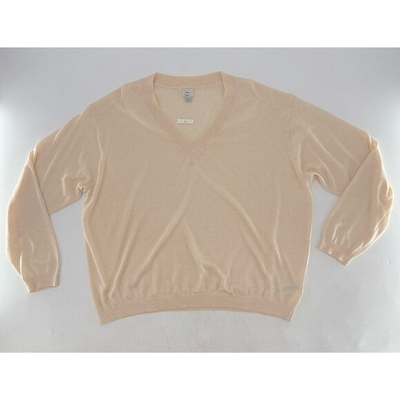NWT‎ A New Day Ivory Bone Lightweight Knit V Neck Sweater Sz L Minimalist Simple - Picture 3 of 8